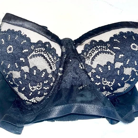 Torrid Curve Black Floral Lace Nude Full Coverage Balconette Bra NWOT - Picture 8 of 14